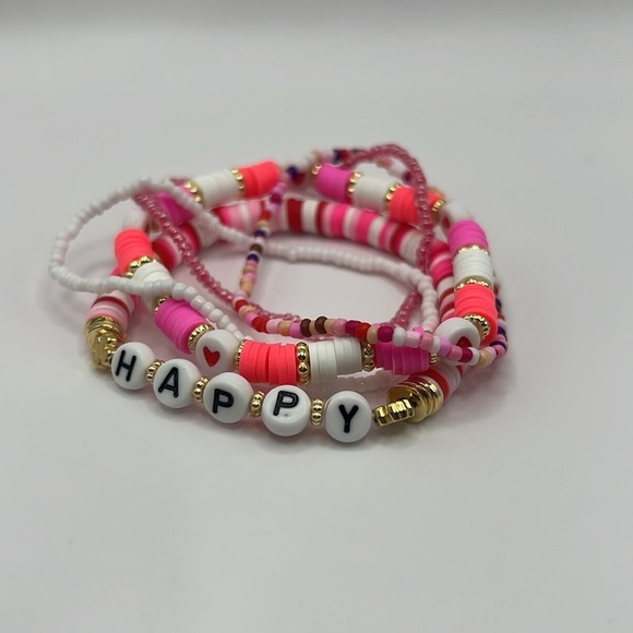 5PC Happy ❤️ Letter Bracelet Stack - Picture 1 of 4